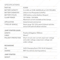 Projecta 12/24V 3000A Intelli-Start Industrial Jump Starter LCD Colour Screen