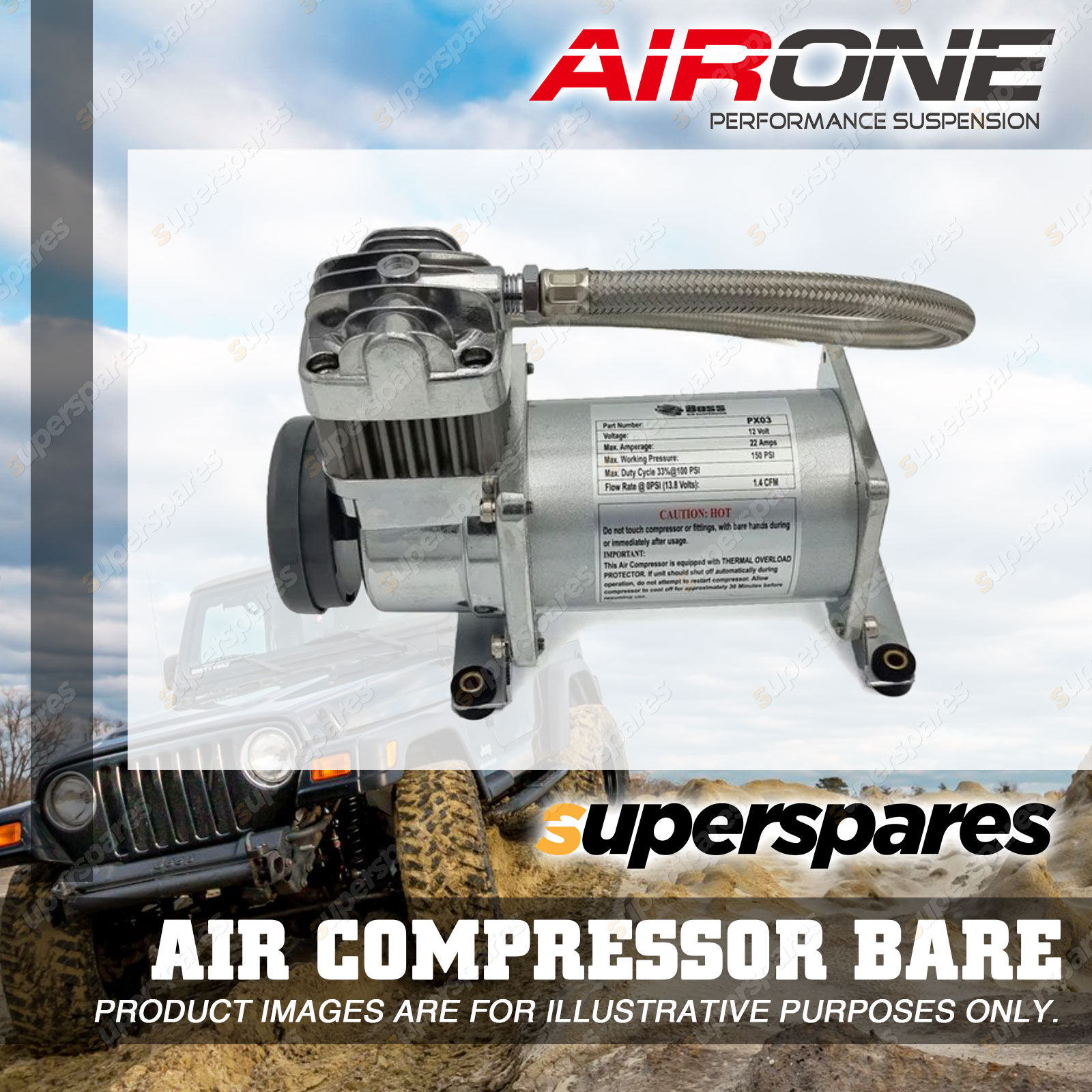 Airone PX03 12V Air Compressor Bare Suits Air Suspension and Onboard ...
