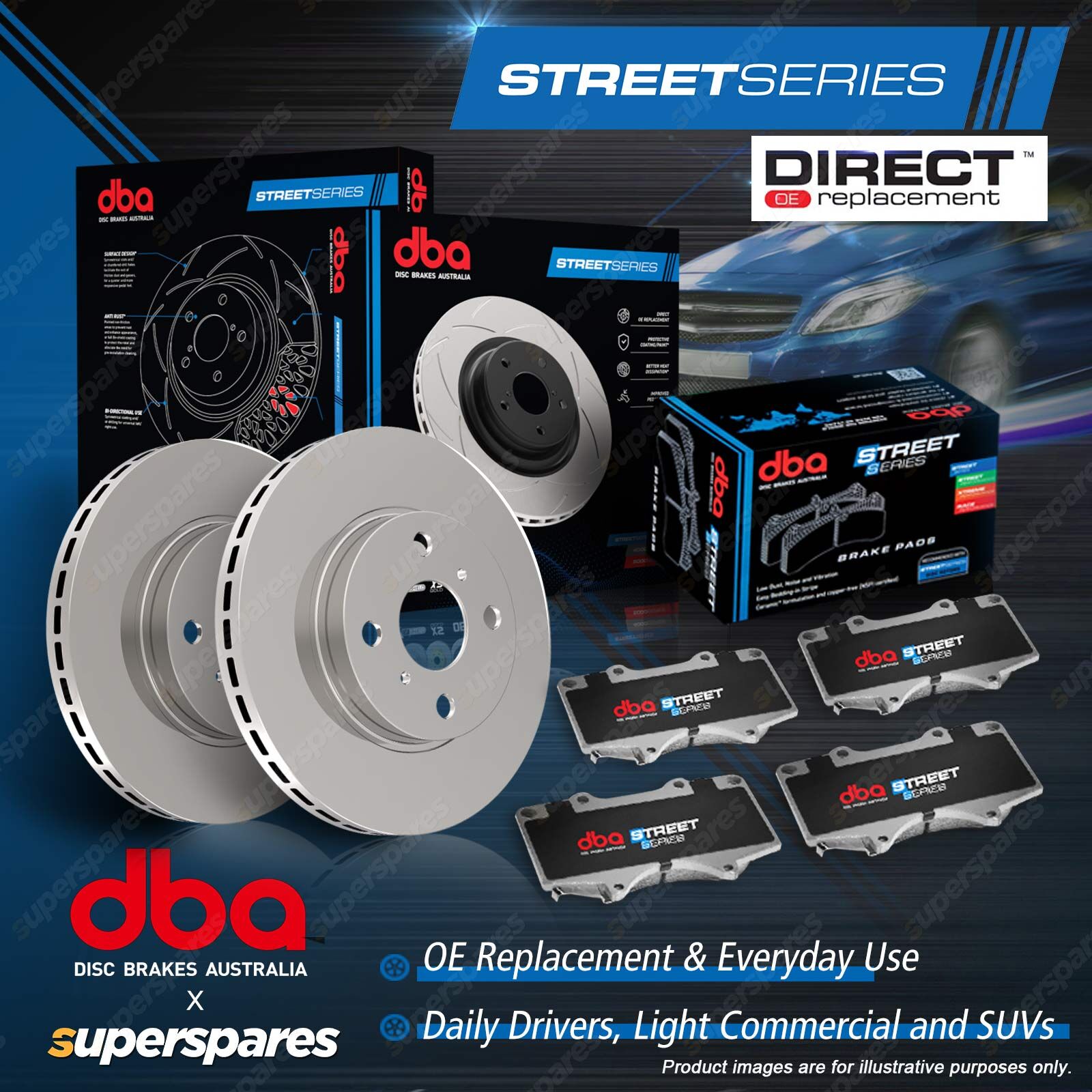 DBA Street Front Disc Brake Rotors Pads for Nissan Patrol TI ST RX GQ