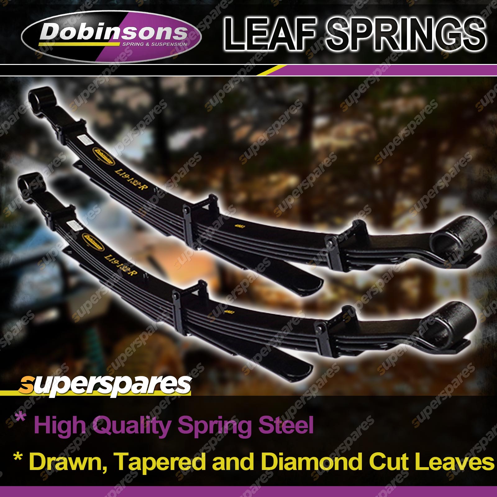 Rear Dobinsons 50mm Lift Leaf Springs 100kg Parabolic For Hilux Vigo 05 15