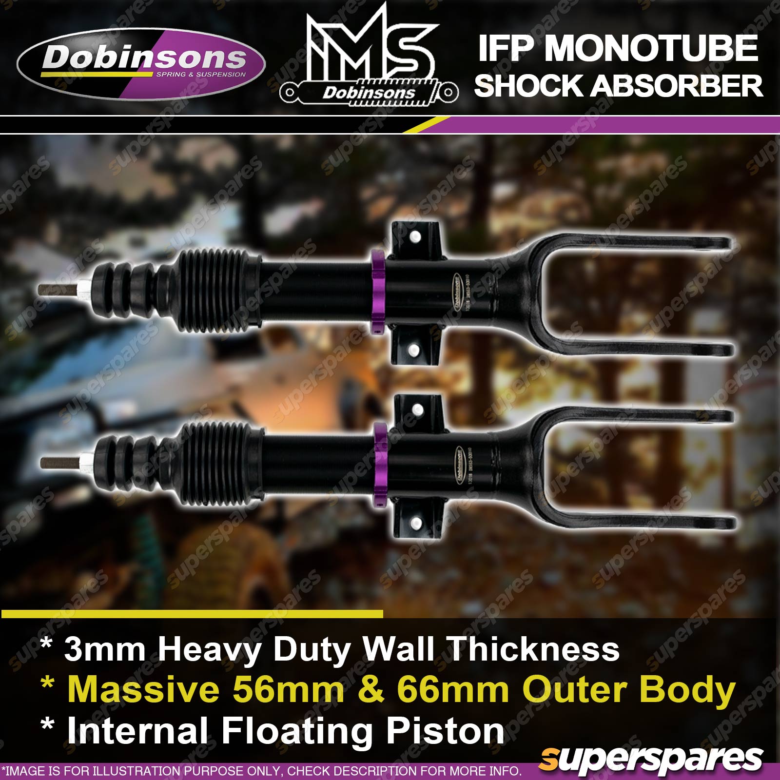 Front Dobinsons Monotube Extra HD Shocks for Jeep Grand Cherokee WK2 1115