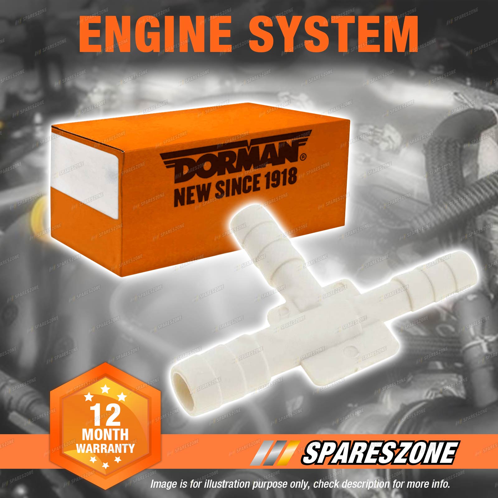 Dorman 3/16 X 1/4 X 3/16 Inch Hard Vacuum Tubing Tee 493017 Brand New