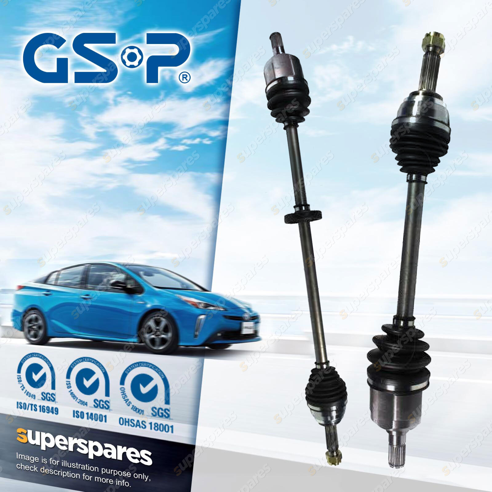 GSP Front LH + RH CV Joint Drive Shafts for Hyundai Accent LC LS X3
