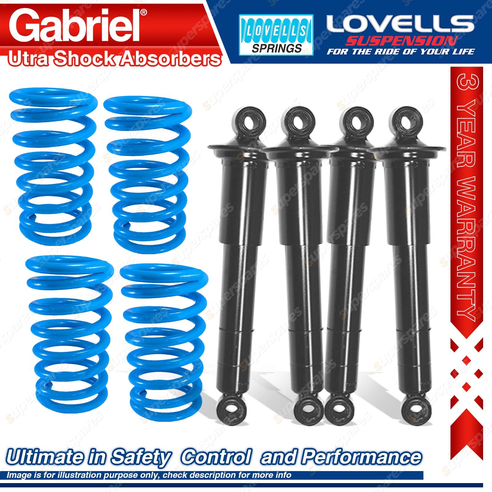 4 Rear Gabriel Ultra Shocks Lovells Springs for Jaguar Daimler XJ6 XJ12