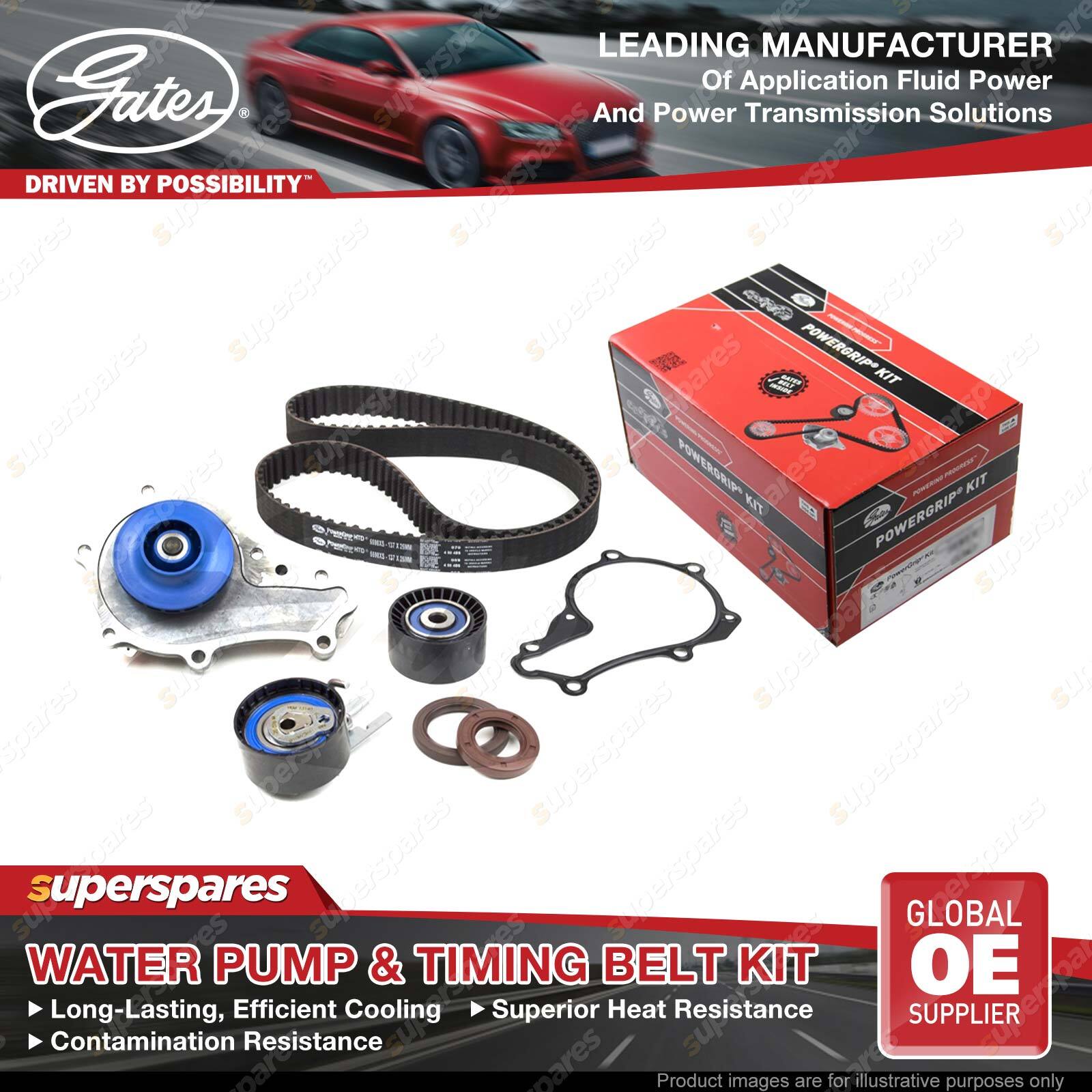 Gates Water Pump Timing Belt Kit for Peugeot 207 SW 308 SW CC