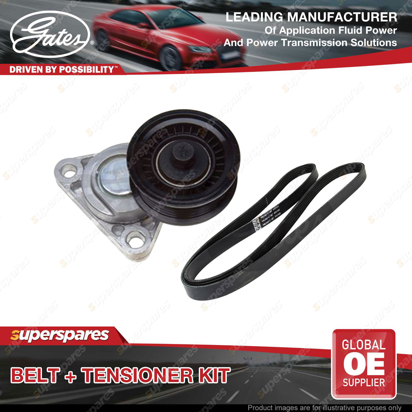 Gates Alternator Belt & Tensioner for Holden Commodore VE 6.0L 20062013