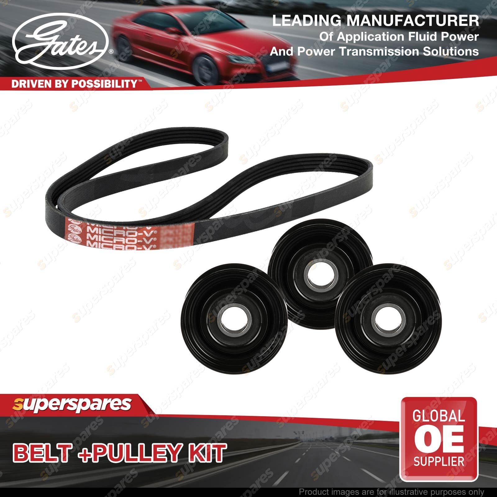 Gates Belt & Pulley Kit for Holden Commodore VY Calais Crewman One