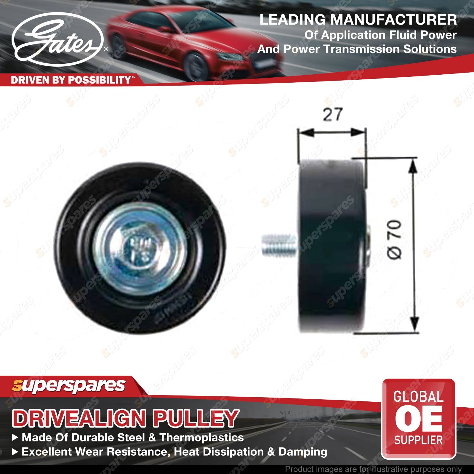 Gates DriveAlign Idler Pulley for Holden Epica EP 2.5L 2.0L X25D1 X20D1