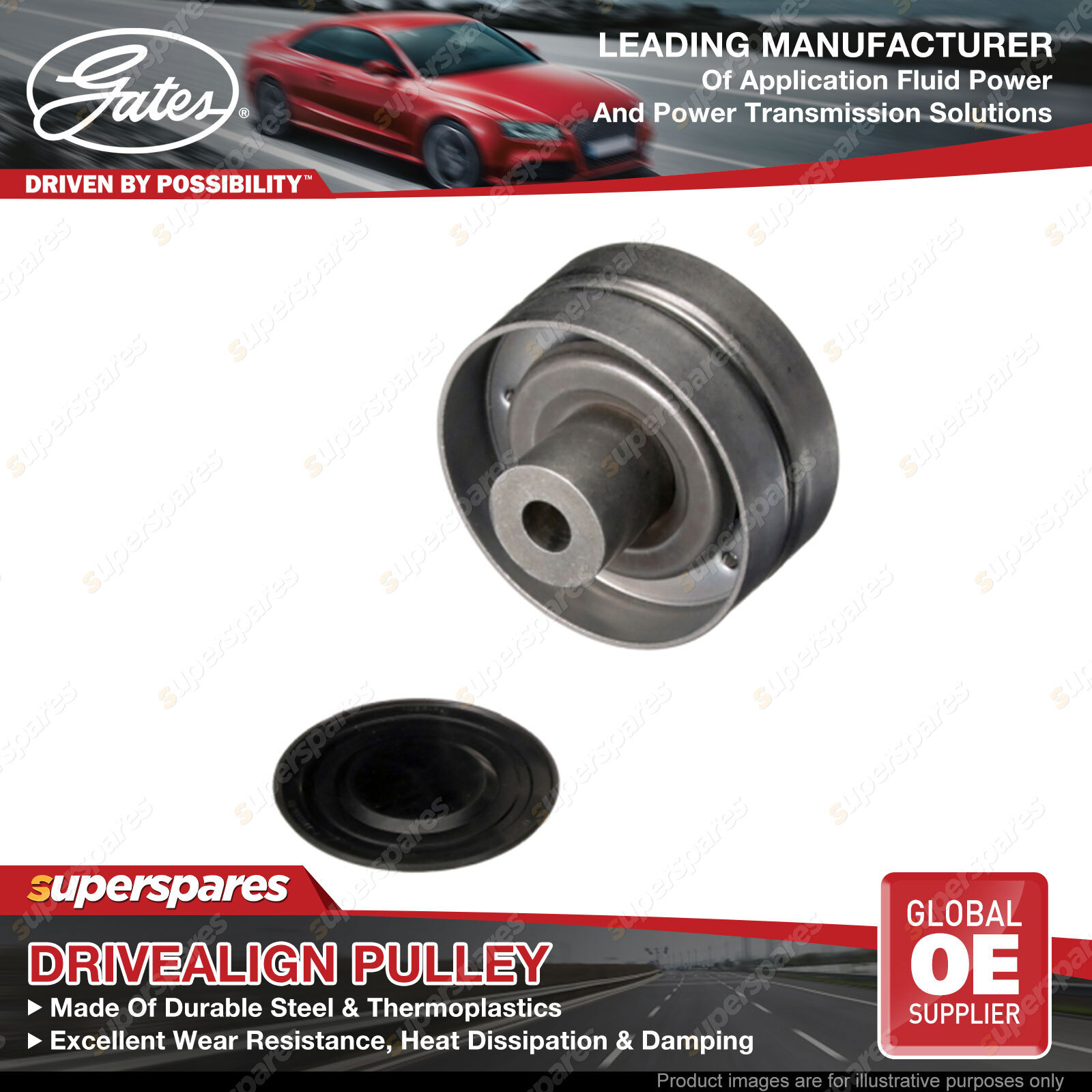 Gates DriveAlign Idler Pulley for Mazda BT50 B22 B32 UP UR 3.2L 147KW MZCD
