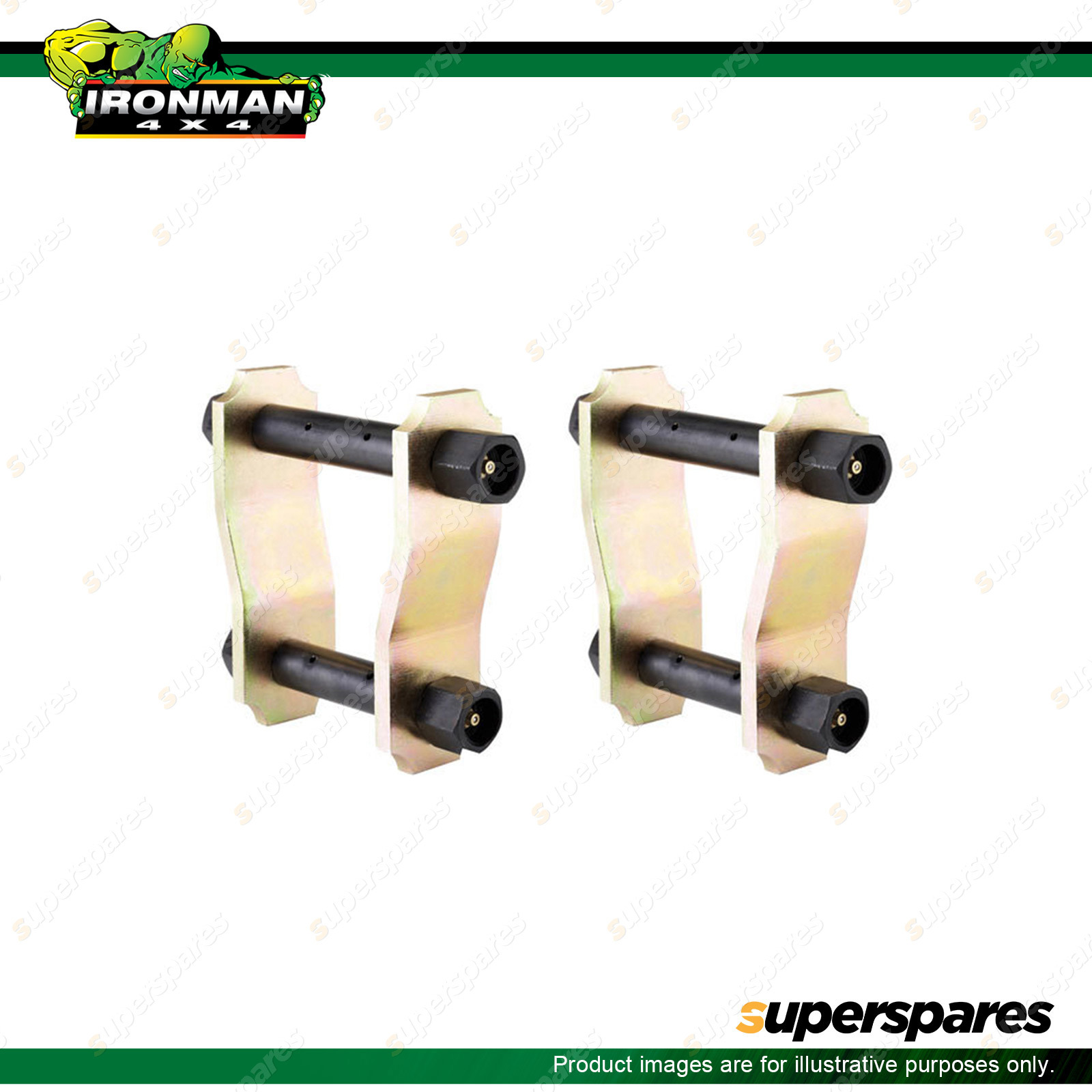 Ironman 4x4 Pair Rear Leaf Springs Greasable Shackles 344/345 Offroad 4WD