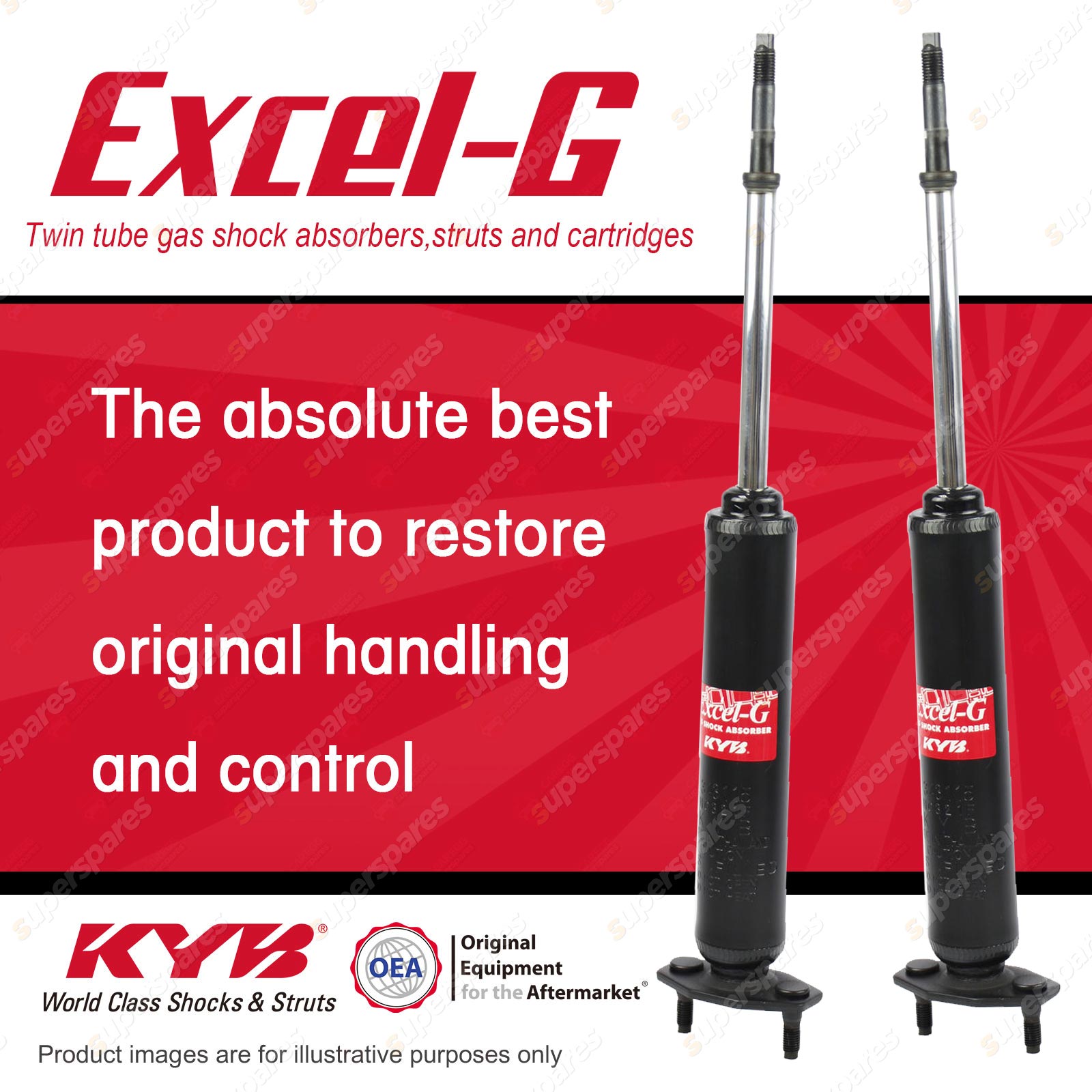 2x Front KYB ExcelG Shock Absorbers for Ford Falcon XK XL XM XP XR XT
