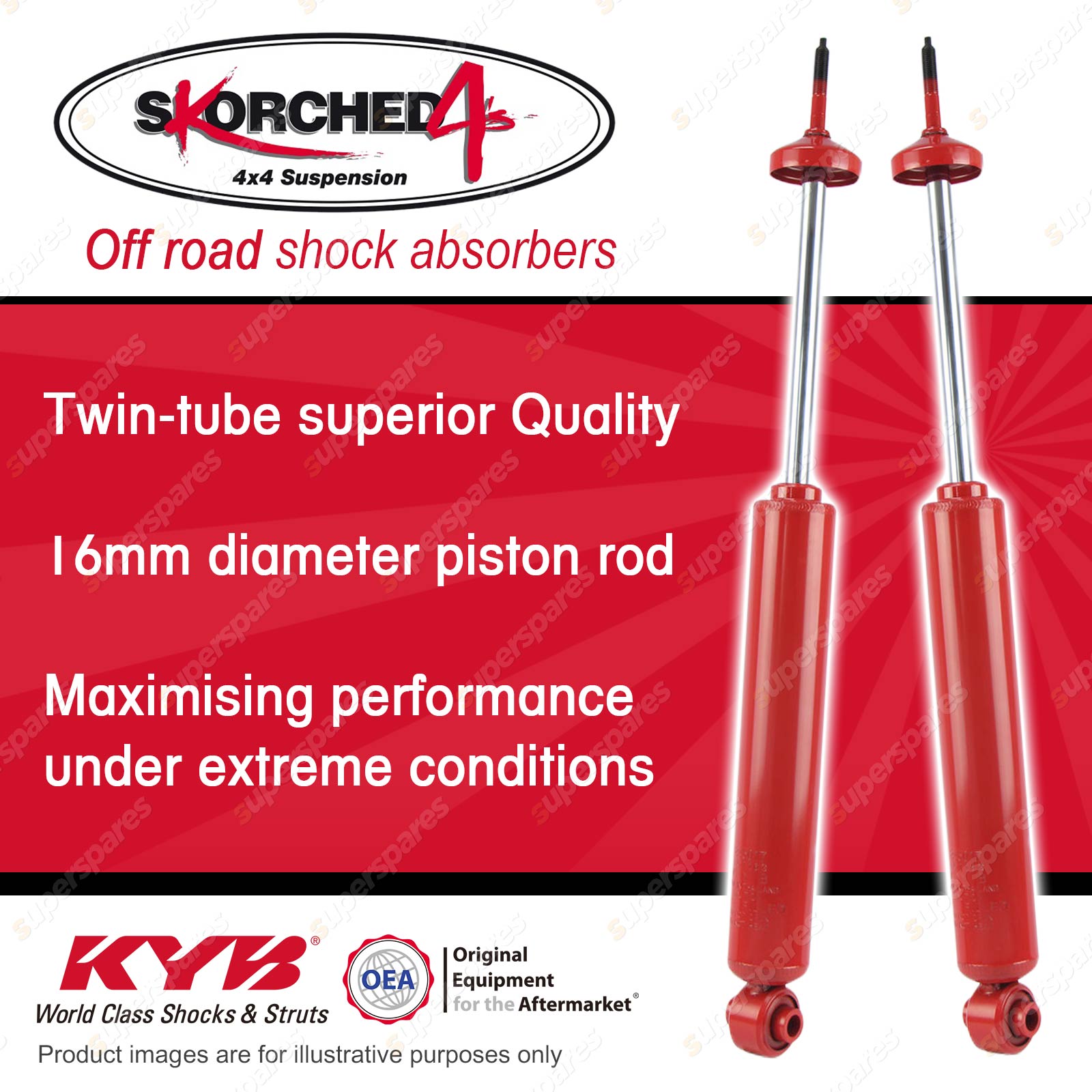 2x Rear SKORCHED 4'S Shock Absorbers for Mitsubishi Pajero NM NP NP NS