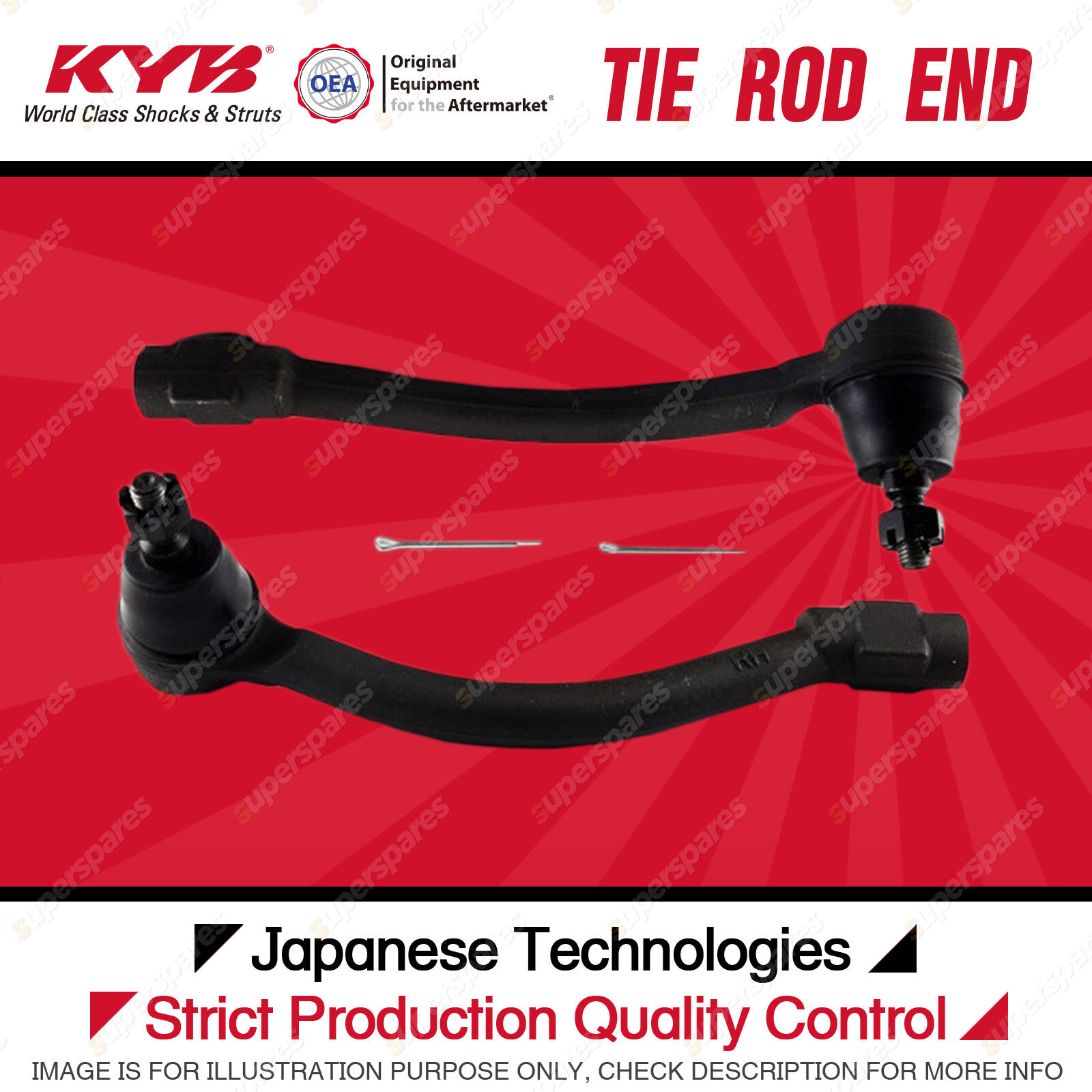 2 Pcs KYB Front Tie Rod Ends for Hyundai Elantra MD Active 1.8L G4NB I4