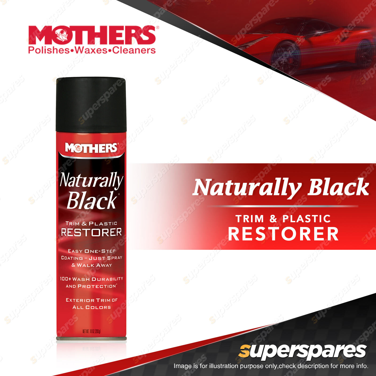 Mothers Naturally Black Trim & Plastic Restorer Aerosol 10oz