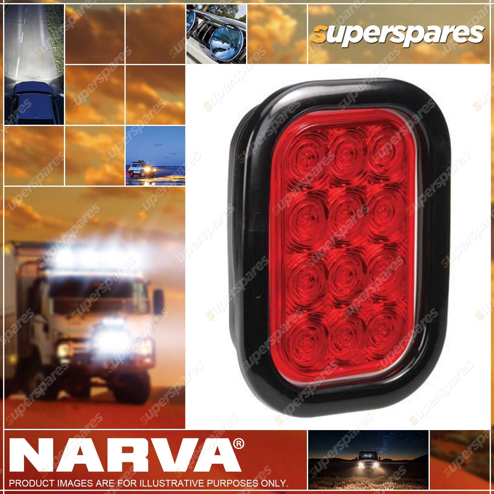 Narva LED Rear Stop Tail Lamp Kit Red With Vinyl Grommet 9-33 Volt