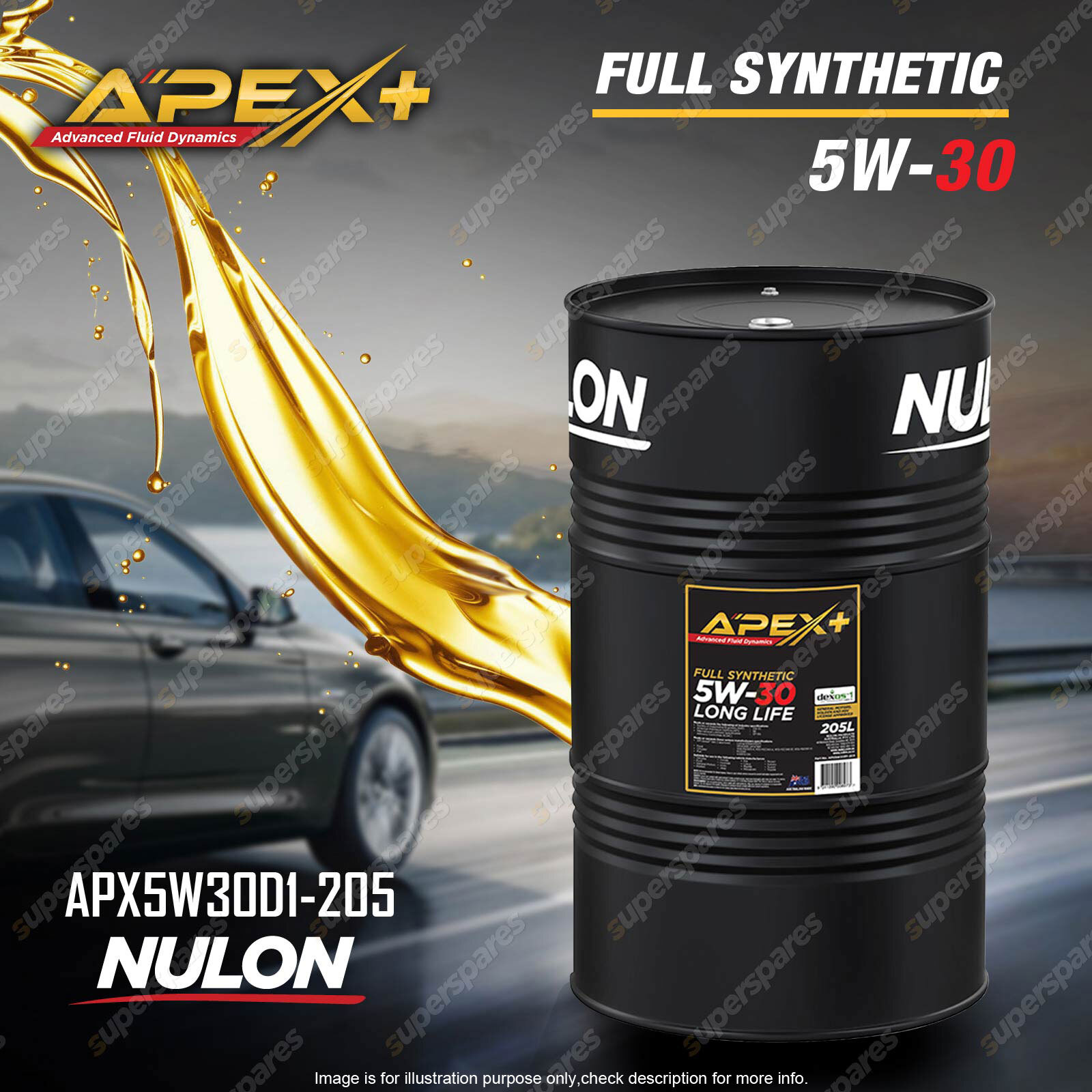 Nulon Full Synthetic APEX+ 5W30 Long Life Eng. Oil APX5W30D1205 Ref SYN5W30205