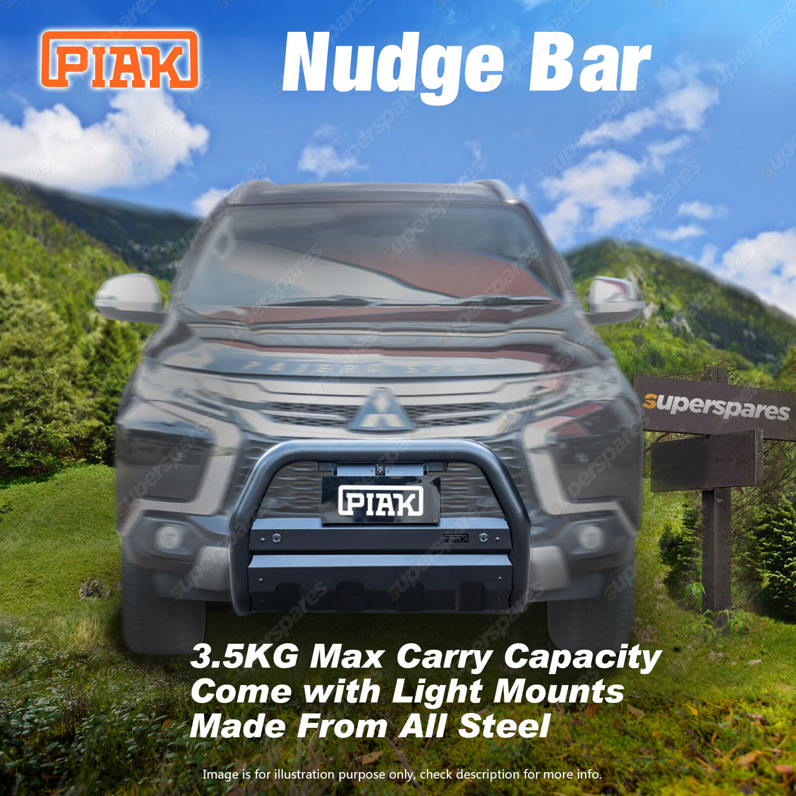 PIAK Nudge Bar Off Road Design for Mitsubishi Pajero Sport QE 16-19