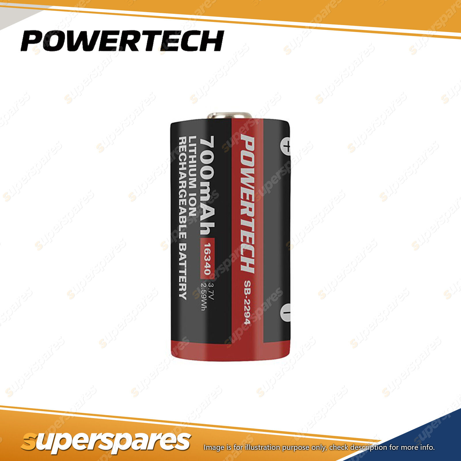 Powertech Rechargeable RCR123A 16340 3.7V 700mAh True Capacity Lithium  Battery