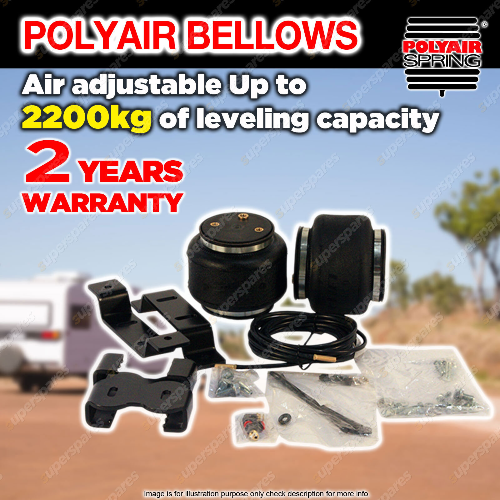 Polyair Bellows Air Bag Suspension Kit 2200kg for MAZDA BT50 2WD 2011
