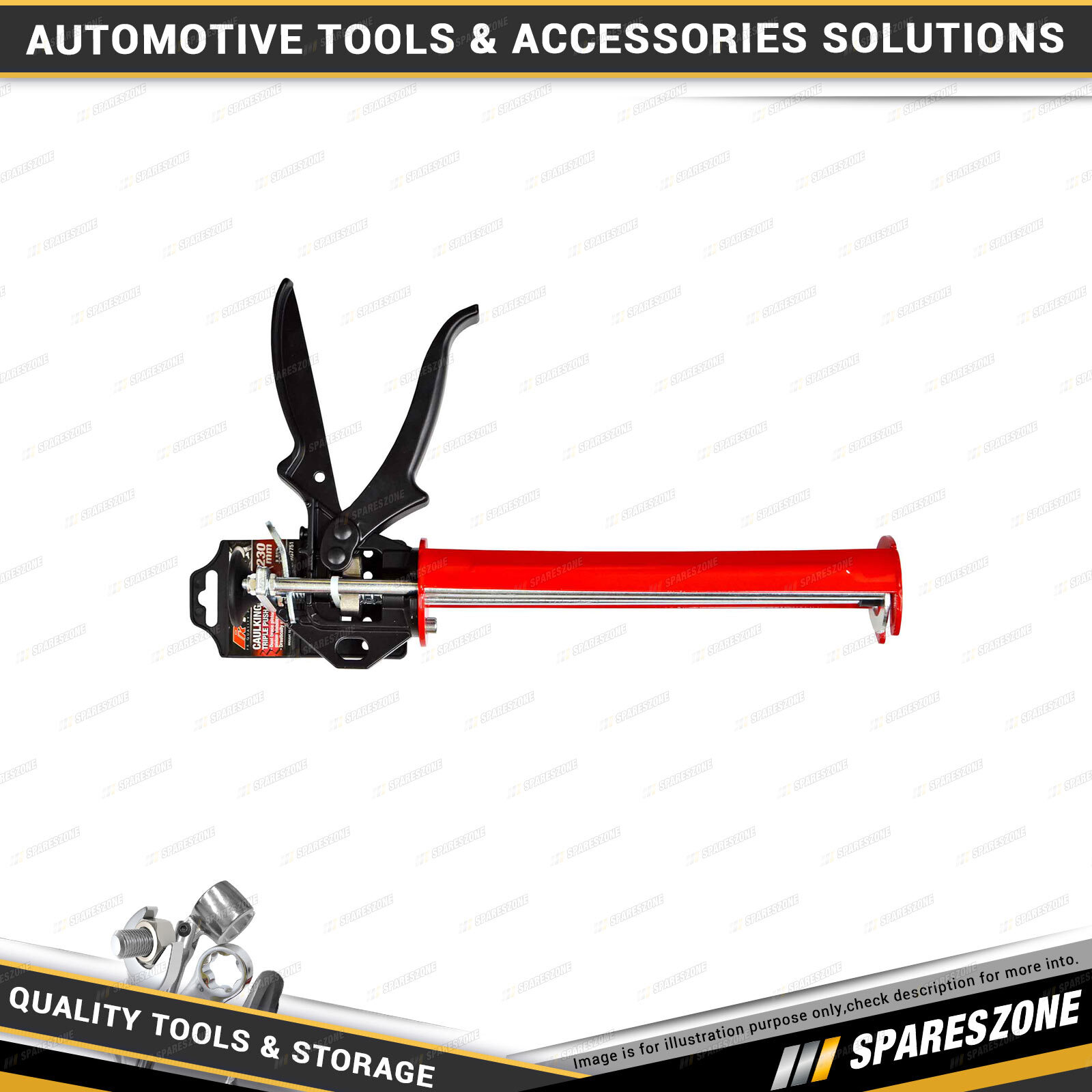 PK Tool 230mm 9" Super Heavy Duty Caulking Gun Triple Piston Rod Solid Frame