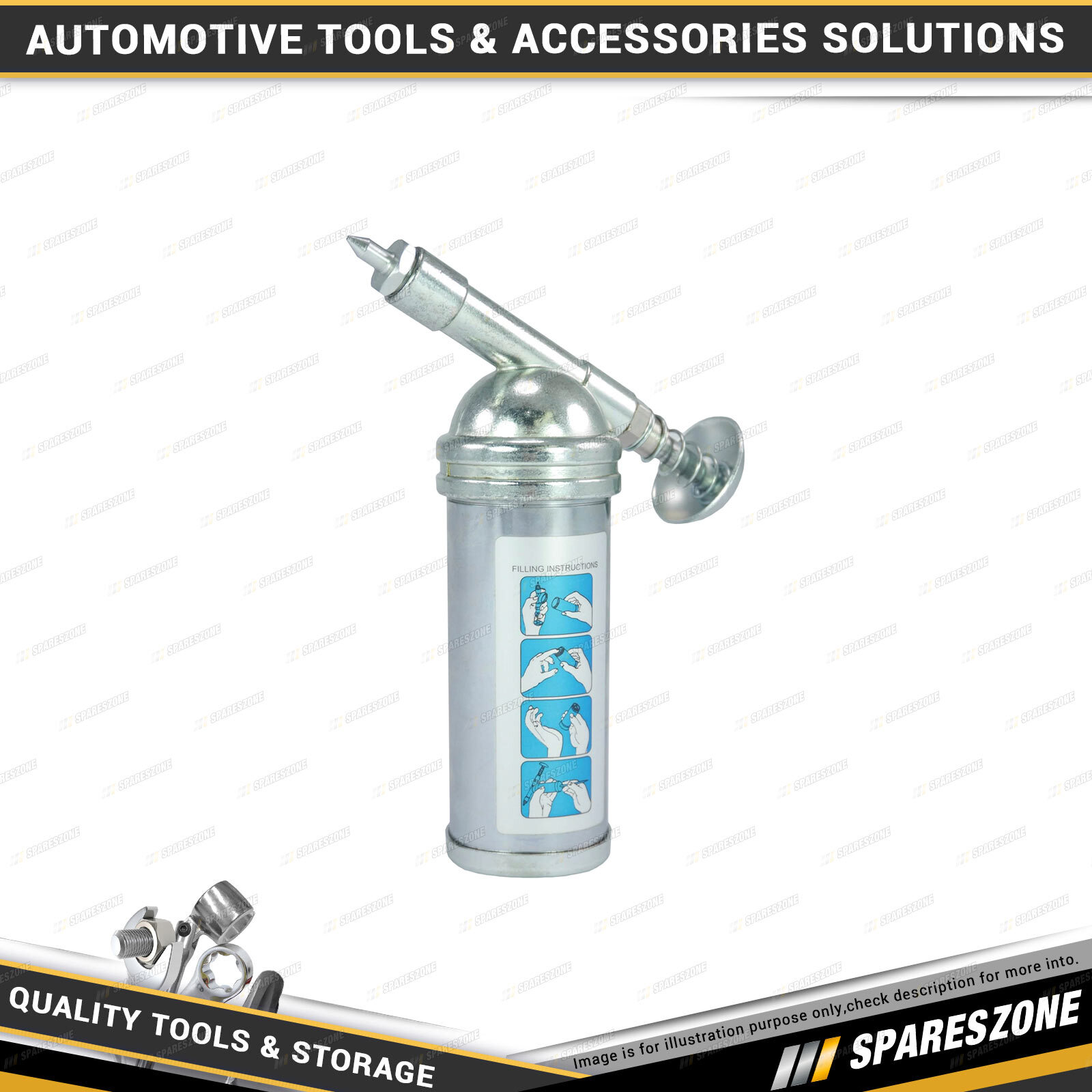 PK Tool 80cc Mini Grease Gun Chrome Plated Finish Working Pressure