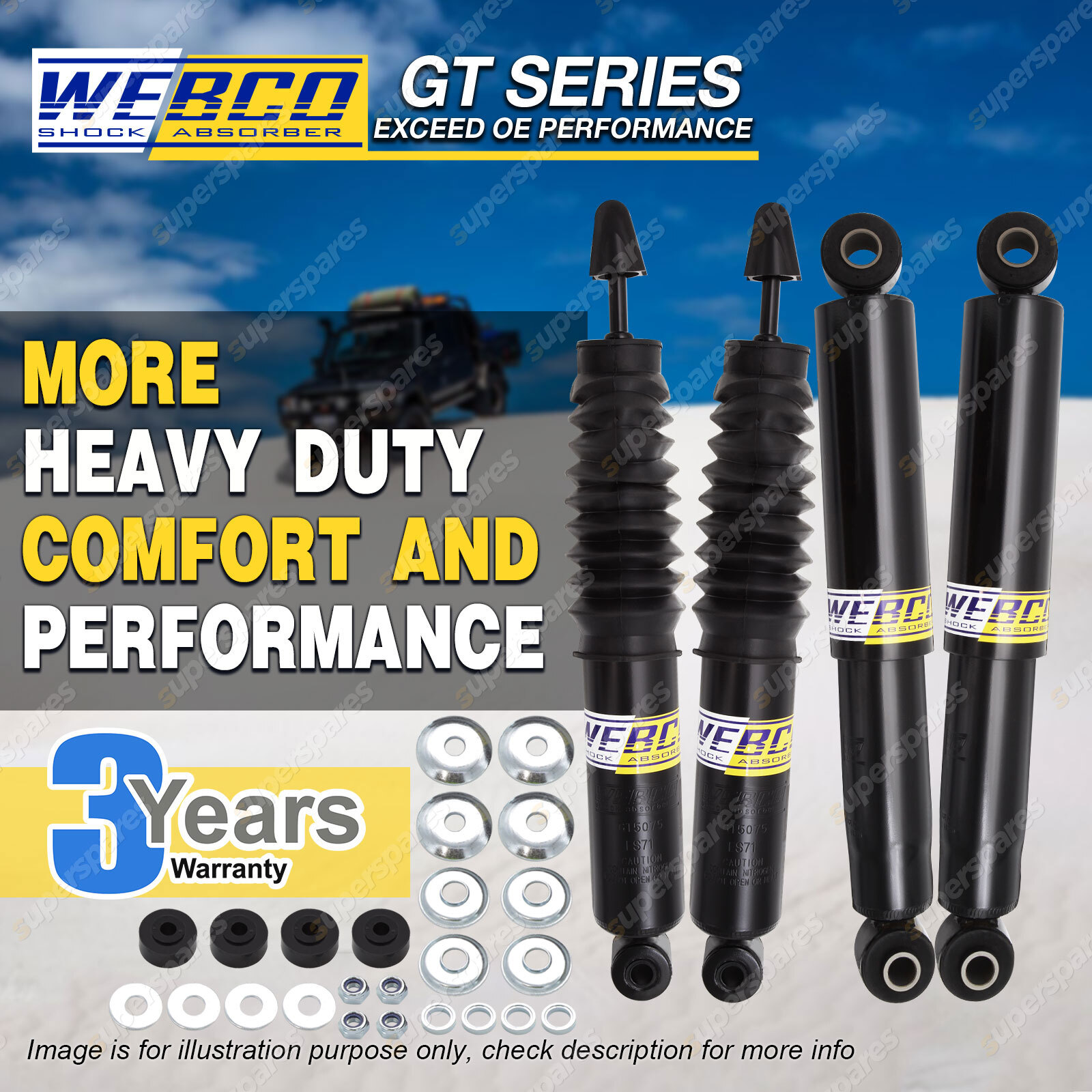 Front + Rear co HD Pro Shock Absorbers for MAZDA BT50 UN B2500 B3000