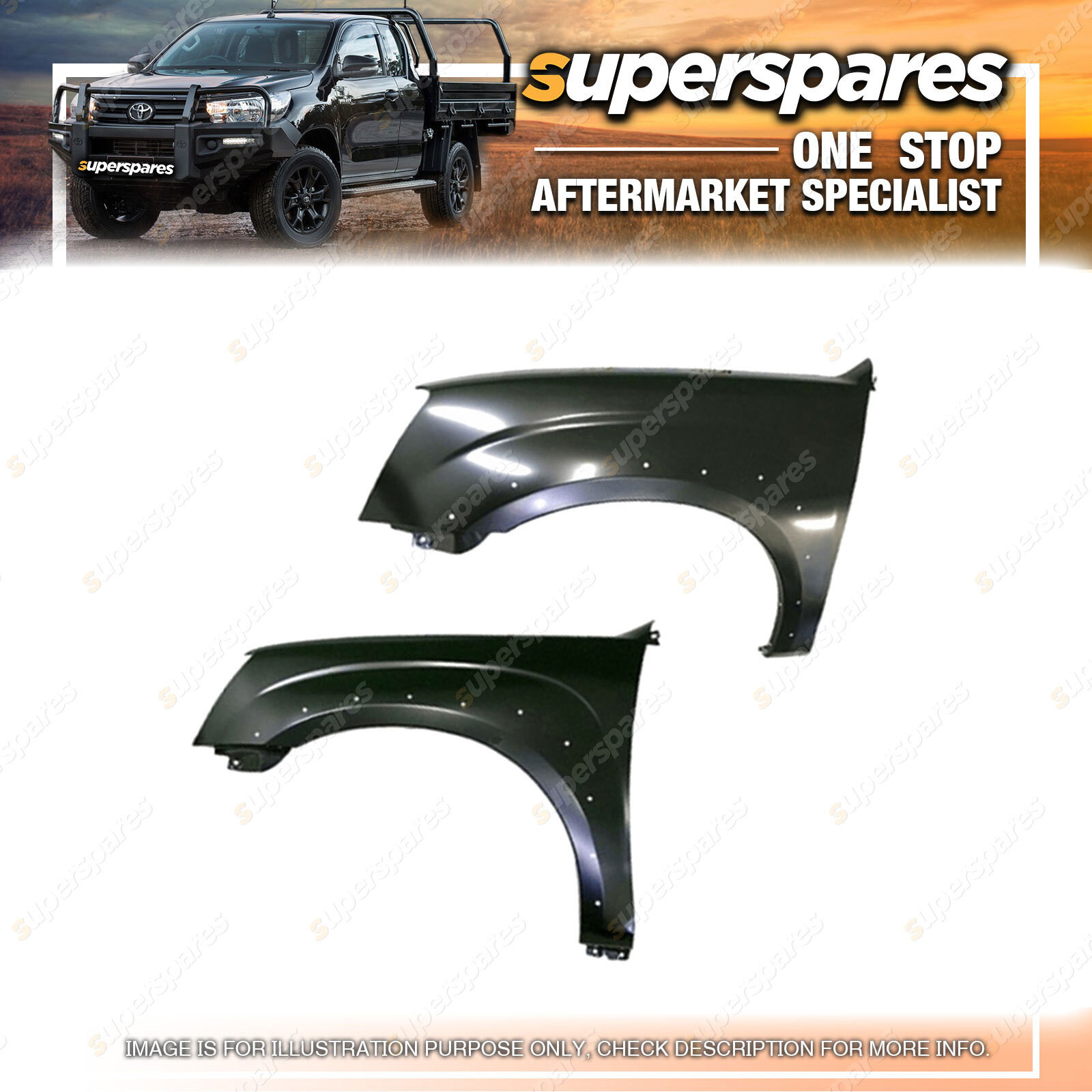 RH & LH Guard for Holden Rodeo Dual Cab RA Without Blinker Hole With ...
