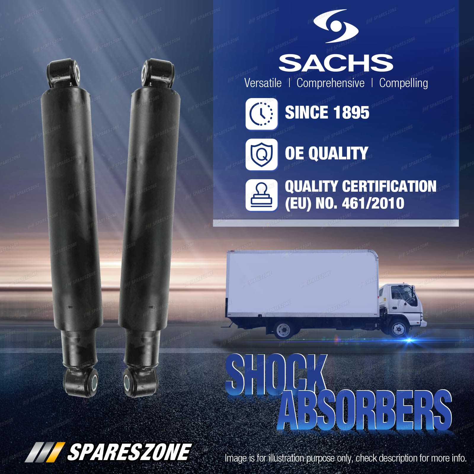 Rear Sachs Truck Shocks for Neway Drive Suspension AD123 AD246 AD260