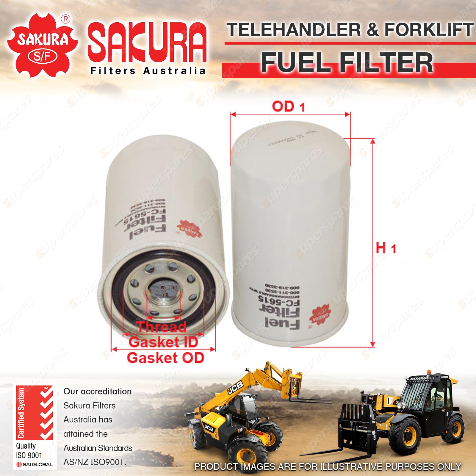 Sakura Forklift Fuel Filter for Hyster H50FT Cummins QSB 3.3L Premium