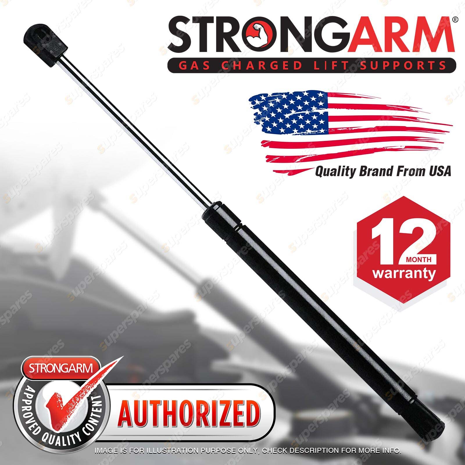 PAIR OF STRONGARM HARD LID GAS LIFT STRUTS FOR HOLDEN CREWMAN VY VZ UTE 