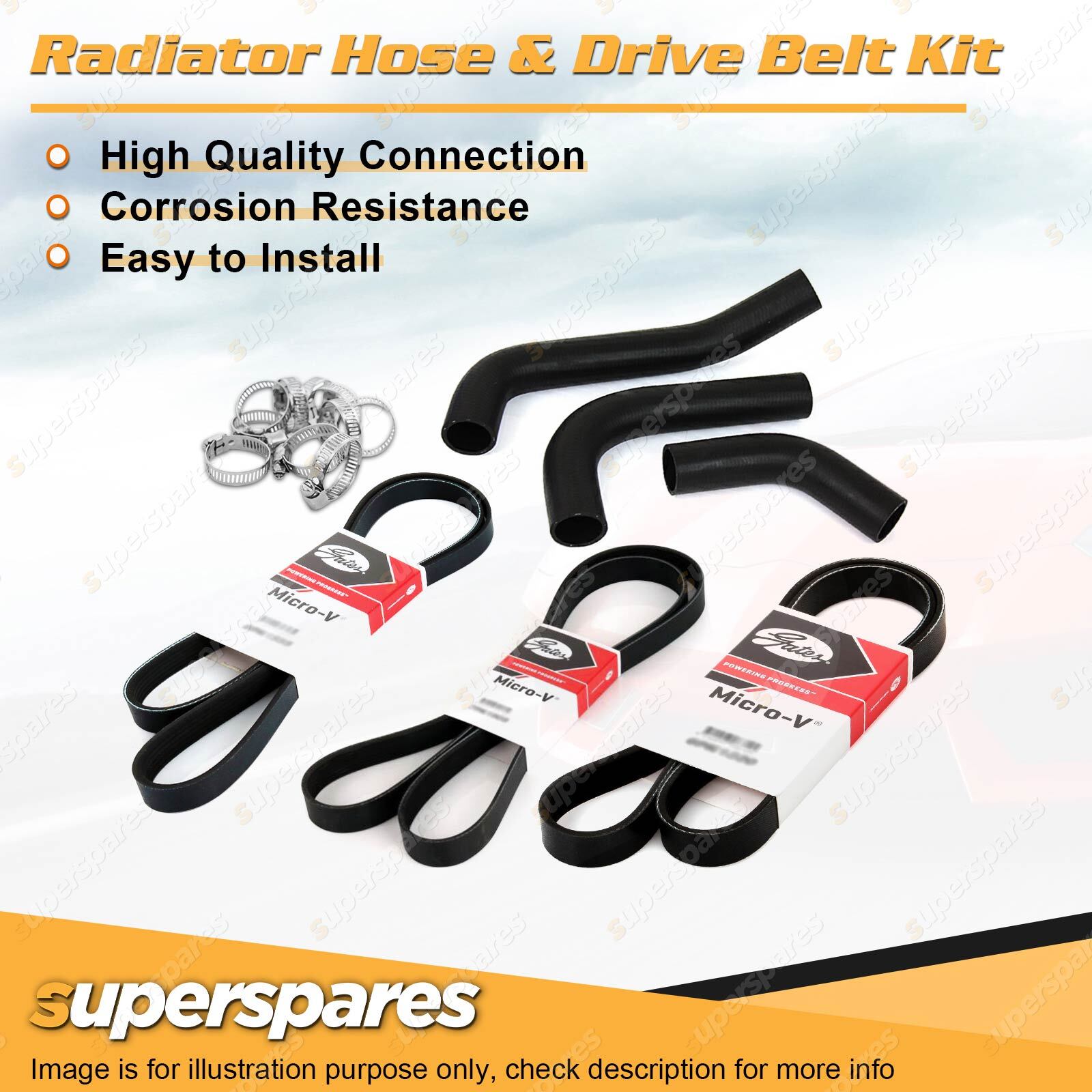Radiator Hose + Gates Belt Kit for Toyota Hilux RZN169R 2.7L 3RZ-FE ...