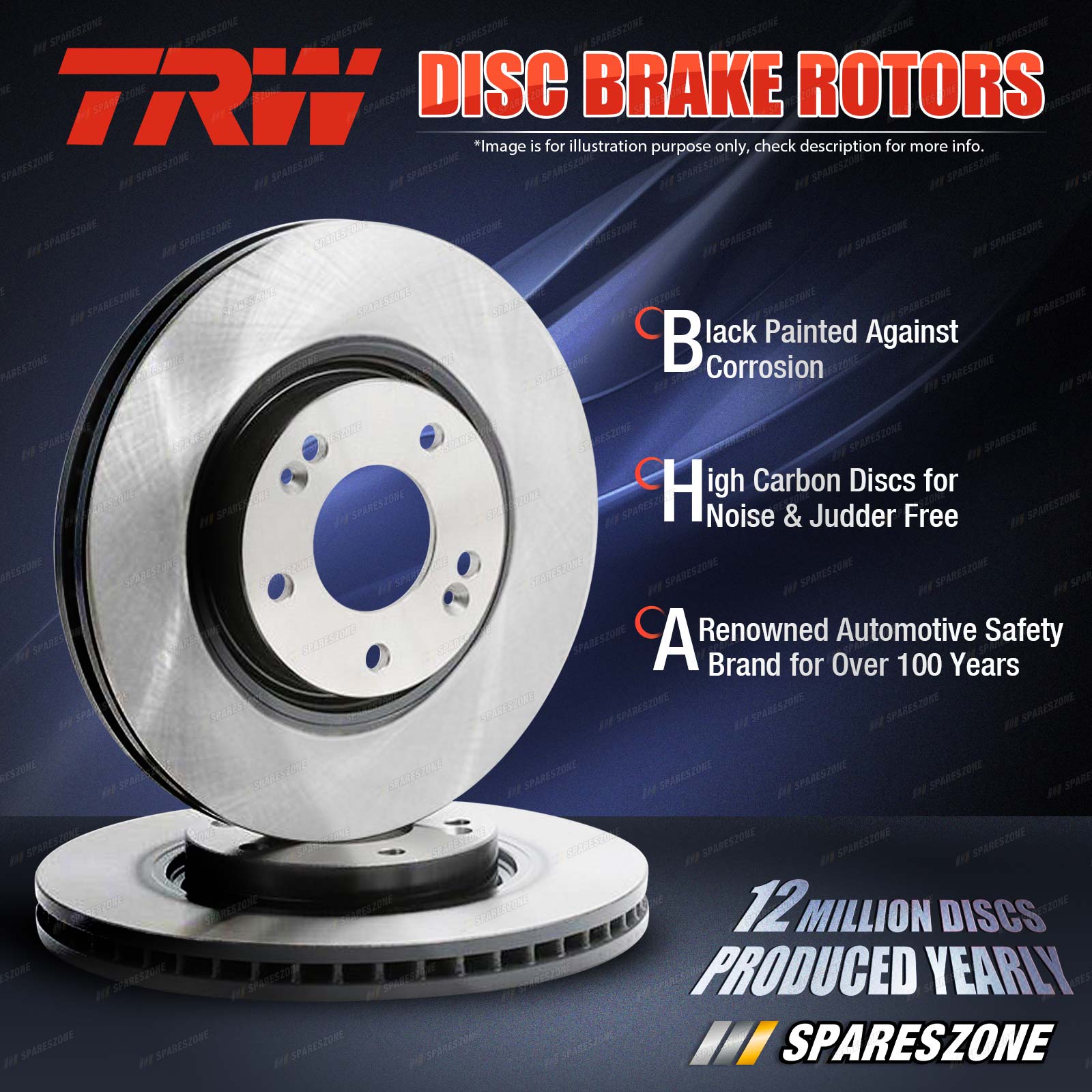 2x Front TRW Disc Brake Rotors for Honda CR-V RD1 RD3 HR-V GH2 GH4