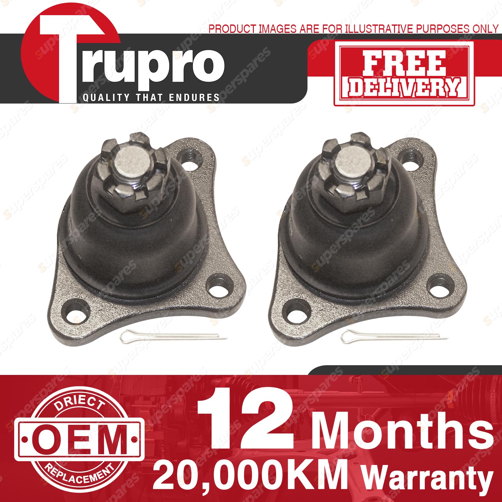 2 Pcs Trupro Upper Ball Joints for MITSUBISHI PAJERO 4WD NP Front Upper