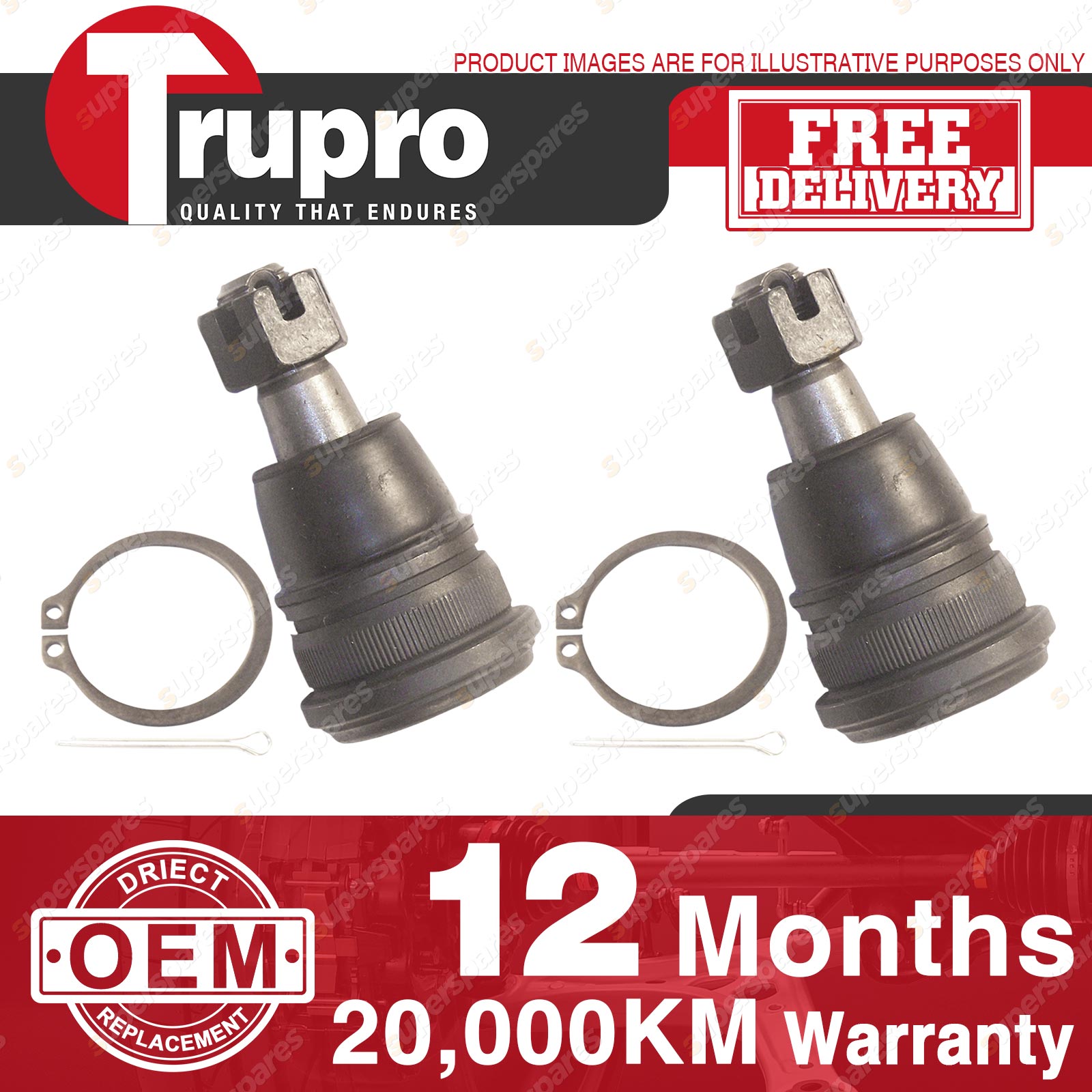 2 Pcs Premium Quality Trupro Lower Ball Joints for NISSAN