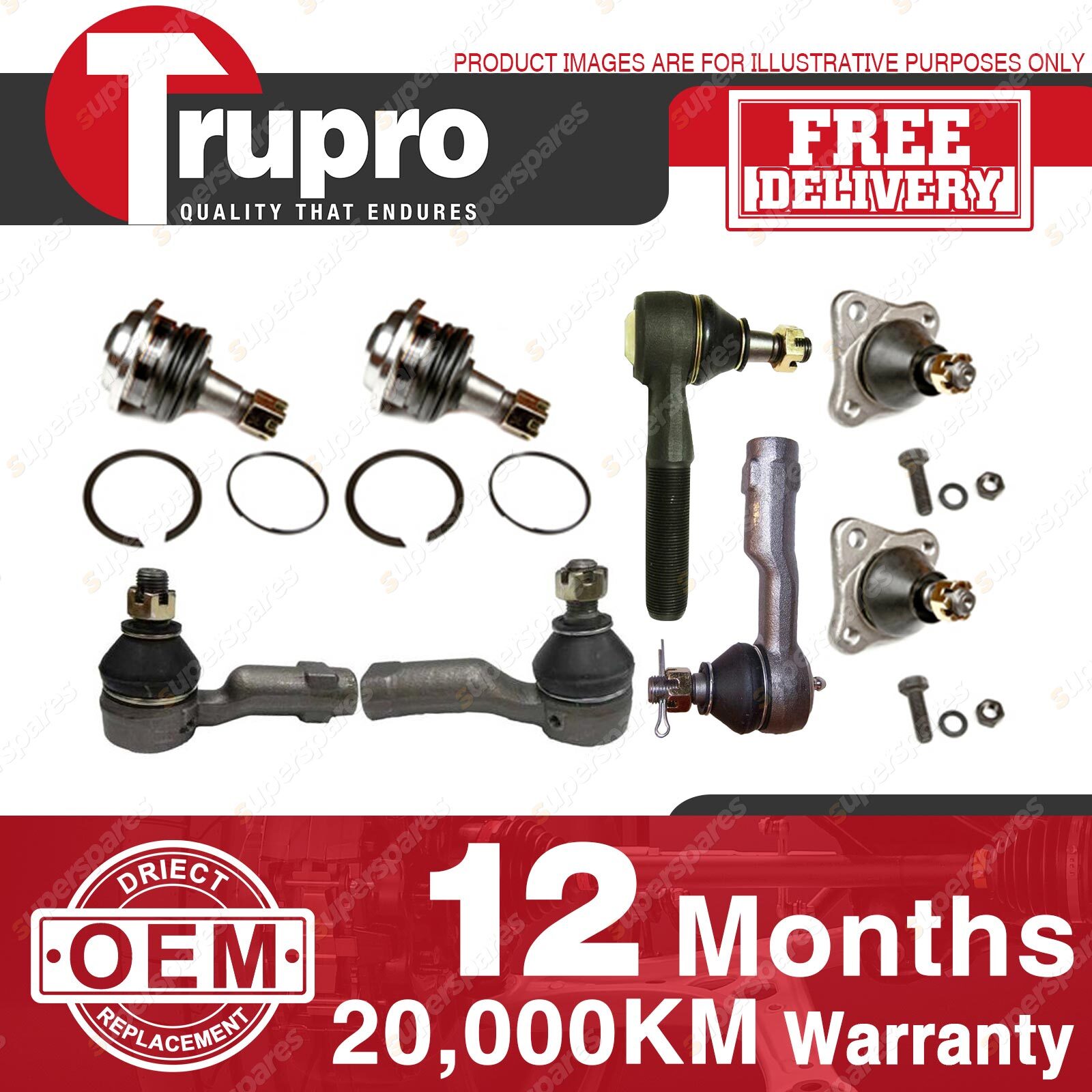Brand New Trupro Ball Joint Tie Rod End Kit for JEEP WRANGLER 90-04