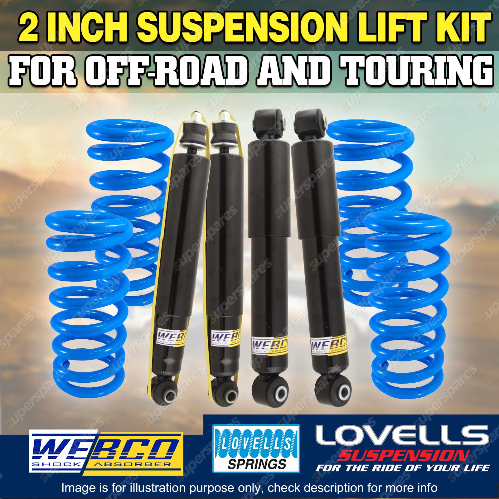 2 Inch 50mm Webco Lovells Suspension Lift Kit for Jeep