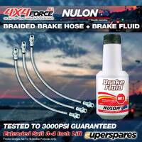 3 F+R Braided Brake Hoses BF3 Fluid for Hilux KUN26 KUN25 GGN25 04-on 3"-4" Lift