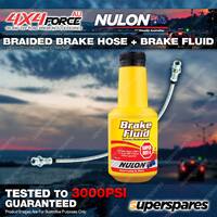 Fr Braided L/R Brake Hose + Nulon Fluid for Mitsubishi Pajero NJ NK NL Caliper