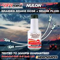 Rear Braided Brake Hose + Nulon Fluid for Toyota Landcruiser Prado VZJ90 95