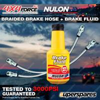 2 Rear Braided LH+RH Brake Hoses + Nulon Fluid for Mitsubishi Pajero NM NP 99-06