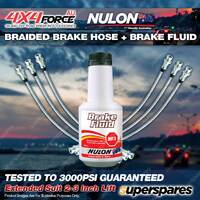 6 F+R Braided Brake Hoses BF3 Fluid for Landcruiser HZJ78 HZJ79 99-06 2"-3" Lift