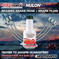6 F+R Braided Brake Hoses BF3 Fluid for Landcruiser FZJ70 FZJ75 90-on 3"-4" Lift