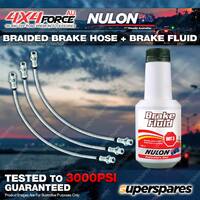 3 F+R Braided Brake Hoses + Nulon Fluid for Toyota Hilux LN106 RN105 YN106 88-95