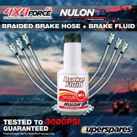 6 F+R Braided Brake Hoses + Nulon Fluid for Toyota Landcruiser FZJ80 Without ABS