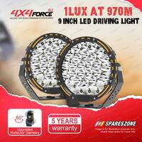 9 Inch LED Round Driving Lights With Brackets Offroad SUV 4x4 Truck Headlights