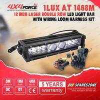 4X4FORCE 12 Inch Double Row Laser Osram LED Light Bar & Wiring Loom Harness Kit