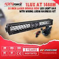 4X4FORCE 22 Inch Double Row Laser Osram LED Light Bar & Wiring Loom Harness Kit