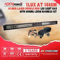 4X4FORCE 42 Inch Double Row Laser Osram LED Light Bar & Wiring Loom Harness Kit