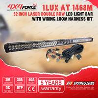 4X4FORCE 52 Inch Double Row Laser Osram LED Light Bar & Wiring Loom Harness Kit