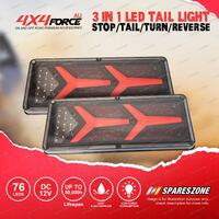 Pair 4X4FORCE 12V 76 LED Tail Lights Stop Dynamic Indicator Reverse 4X4 Camper